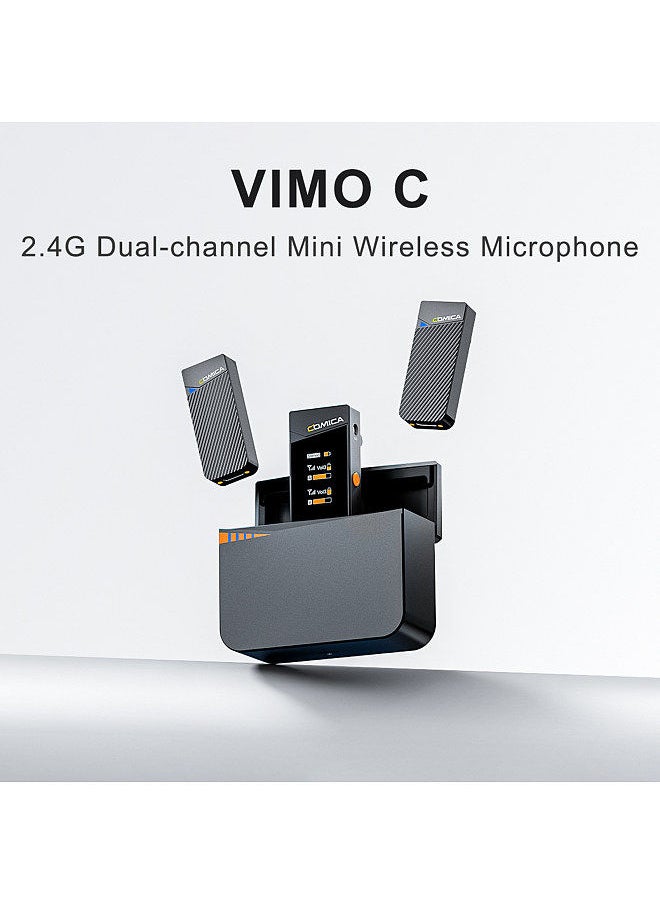 COMICA COMICA Vimo C2 Wireless Microphone System with 1 Receiver & 2 Microphones 200M Transmission Range 4 Level Adjustable Speed  - Image 5