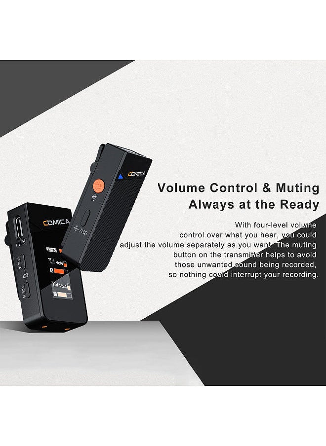 COMICA COMICA Vimo C2 Wireless Microphone System with 1 Receiver & 2 Microphones 200M Transmission Range 4 Level Adjustable Speed  - Image 4