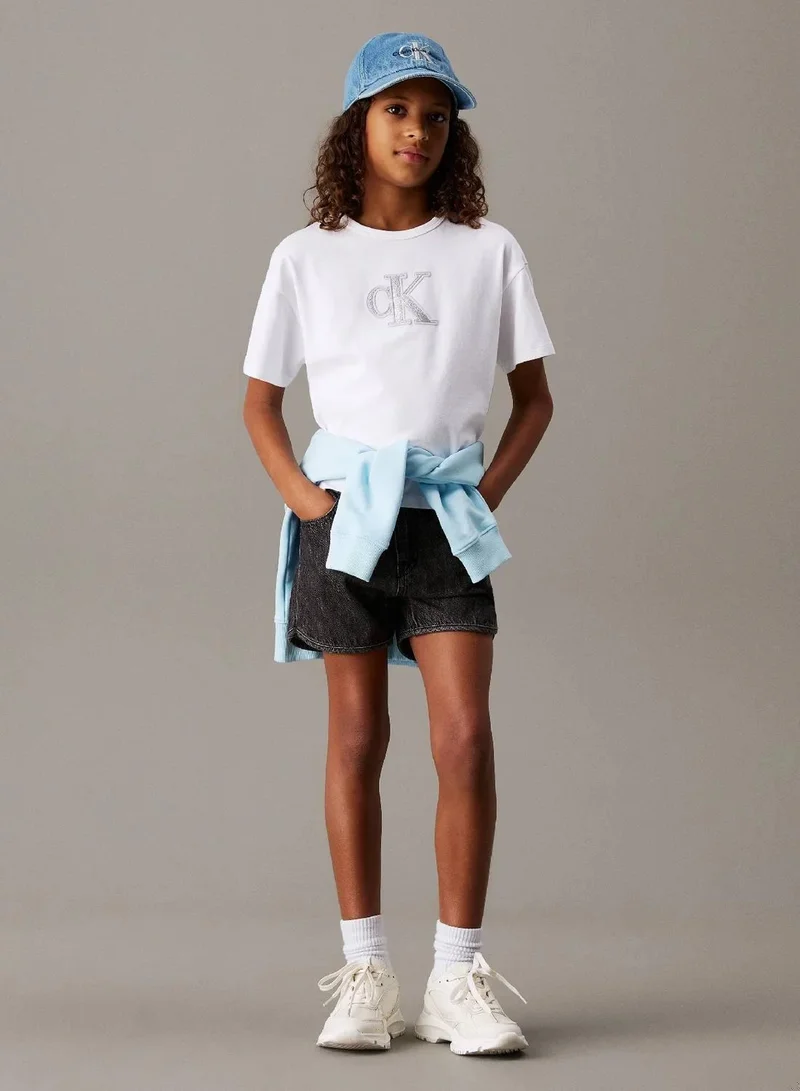 Calvin Klein Jeans Bright White Boxy Logo T-shirt for Women | Best Price UAE