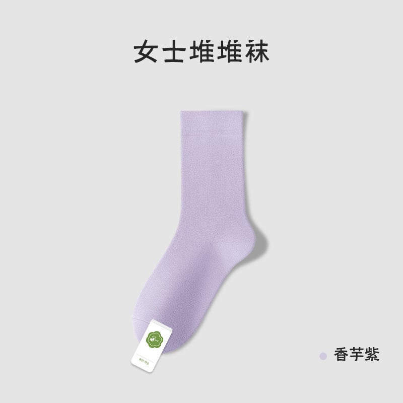 Cotton Lolita Socks Womens Summer Knee-High Taro purple 