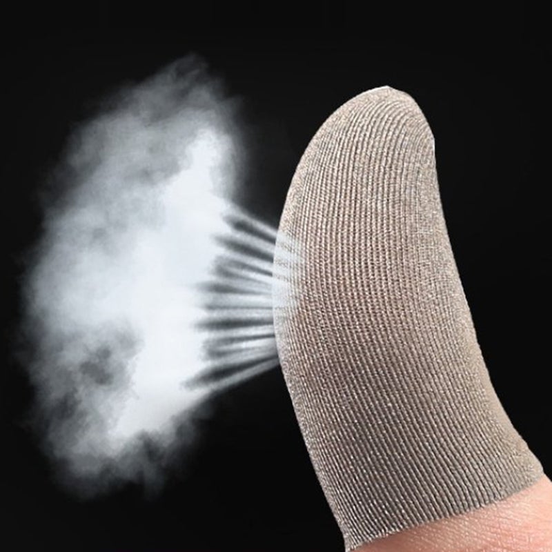 10 Pcs Practical Sleeve Screen Breathable Game Cover Fiber Elastic Cot Anti-Sweat Thumb Fingers for Mobile Phone (Grey) - Image 1