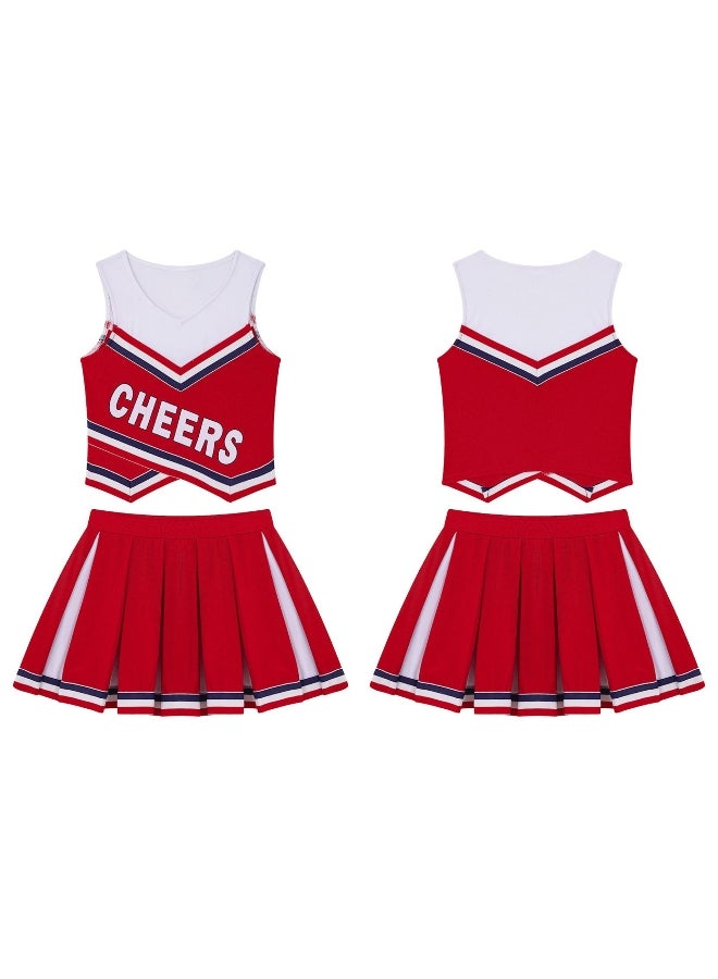 Kids Girls School Sport Game Costume Uniform Cheerleading Halloween Carnival Party Children Dress Sport Outfit 