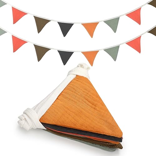 Oudain 2 Pcs Pennant Banner Flags Nursery Garland Triangle Bunting Flags Playroom Wall Decor Banner for Nursery Baby Shower Birthday Boho Wedding Party Event Each 775 ftRustic Color - Image 1