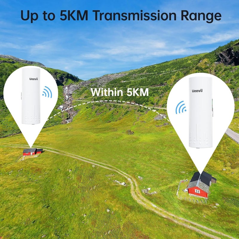 UeeVii Wireless Bridge, UeeVii CPE820 5.8G Point to Point for Starlink WiFi Extender Signal Booster with 16dBi Antenna, Long Range Up to 3KM, Plug and Play,24~48V PoE, IP65 Waterproof for Barn Shop,2-Pack - Image 2
