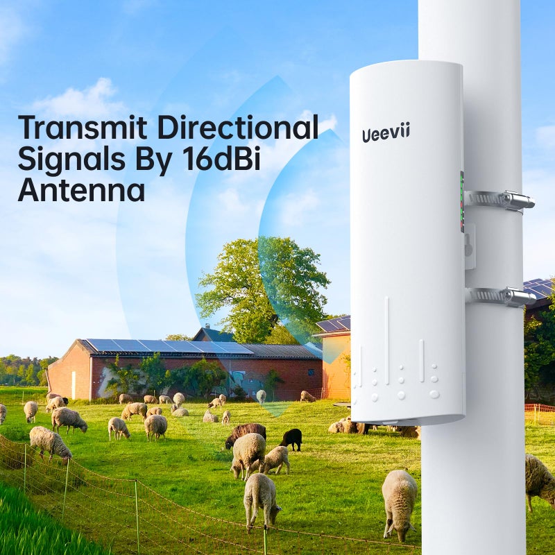 UeeVii Wireless Bridge, UeeVii CPE820 5.8G Point to Point for Starlink WiFi Extender Signal Booster with 16dBi Antenna, Long Range Up to 3KM, Plug and Play,24~48V PoE, IP65 Waterproof for Barn Shop,2-Pack - Image 4