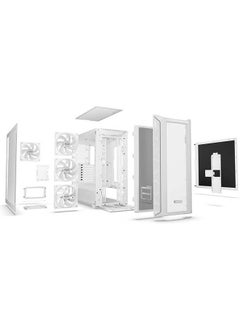be quiet! be quiet! Shadow Base 800 FX White PC Case, Light Wings White 140 mm PWM Fan, ARGB Lighting, USB 3.2 Gen. 2 Type C, Maximum Airflow, E-ATX Motherboard, 420 mm Radiators, Glass Side Panel, BGW64  - Image 5
