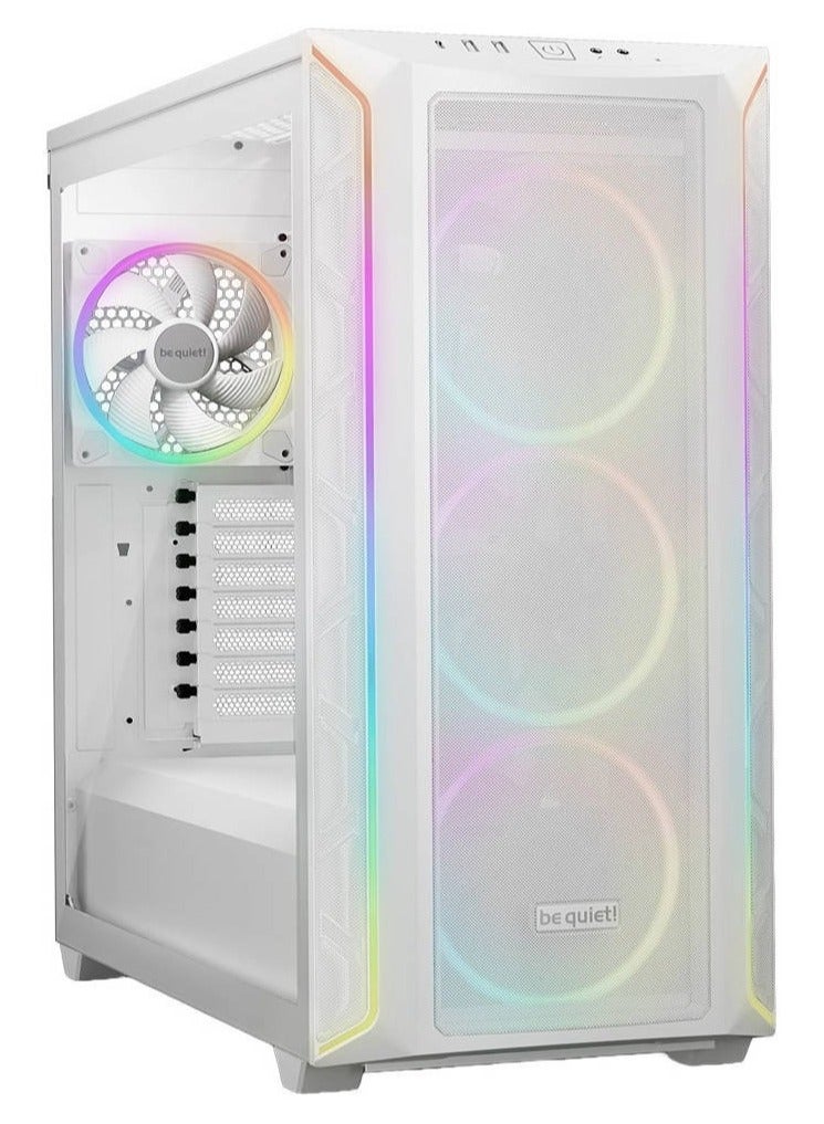 be quiet! Shadow Base 800 FX White PC Case, Light Wings White 140 mm PWM Fan, ARGB Lighting, USB 3.2 Gen. 2 Type C, Maximum Airflow, E-ATX Motherboard, 420 mm Radiators, Glass Side Panel, BGW64