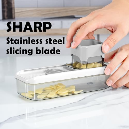 Badelite Mini Garlic Slicer Multi-Functional Mandoline Slicer Veggie Shredder Garlic Ginger Grinder Vegetable Mandoline Cutter with Container - Image 2