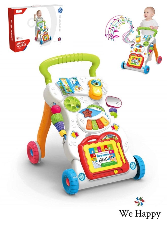 We Happy Baby Walker with Music and Toys Multi Functional Early Learning, Fine Motor, Limb Training Trolley Detachable Piano, Rattle, Lights, Phone - Image 1