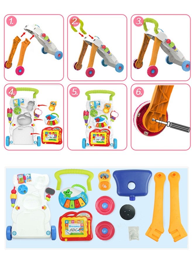 We Happy Baby Walker with Music and Toys Multi Functional Early Learning, Fine Motor, Limb Training Trolley Detachable Piano, Rattle, Lights, Phone - Image 5