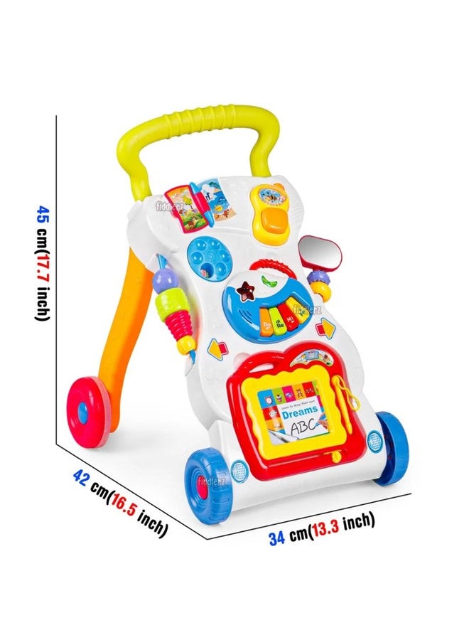 We Happy Baby Walker with Music and Toys Multi Functional Early Learning, Fine Motor, Limb Training Trolley Detachable Piano, Rattle, Lights, Phone - Image 3