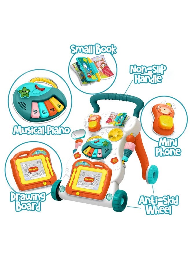 We Happy Baby Walker with Music and Toys Multi Functional Early Learning, Fine Motor, Limb Training Trolley Detachable Piano, Rattle, Lights, Phone - Image 4