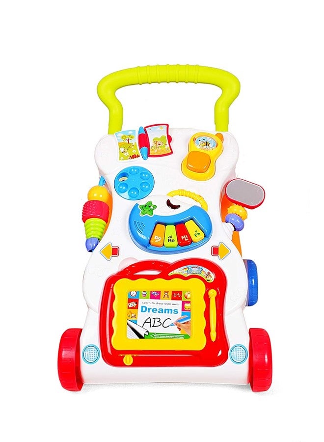 We Happy Baby Walker with Music and Toys Multi Functional Early Learning, Fine Motor, Limb Training Trolley Detachable Piano, Rattle, Lights, Phone - Image 2