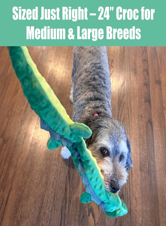 سبوت لعبة التمساح SPOT Skinneeez Extreme Triple Squeak Crocodile - لعبة متينة للكلاب، خالية من الحشو، مزودة بشبكة مقاومة للتمزق و3 صفارات كبيرة الحجم، مثالية للكلاب التي تمضغ بقوة - مناسبة للكلاب والجراء متوسطة وكبيرة الحجم، بطول 24 بوصة - Image 3