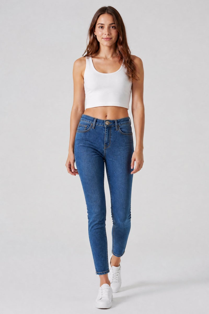 LEE Women Skinny Fit Washed Stretchable Denim Jeans, Blue - Image 4