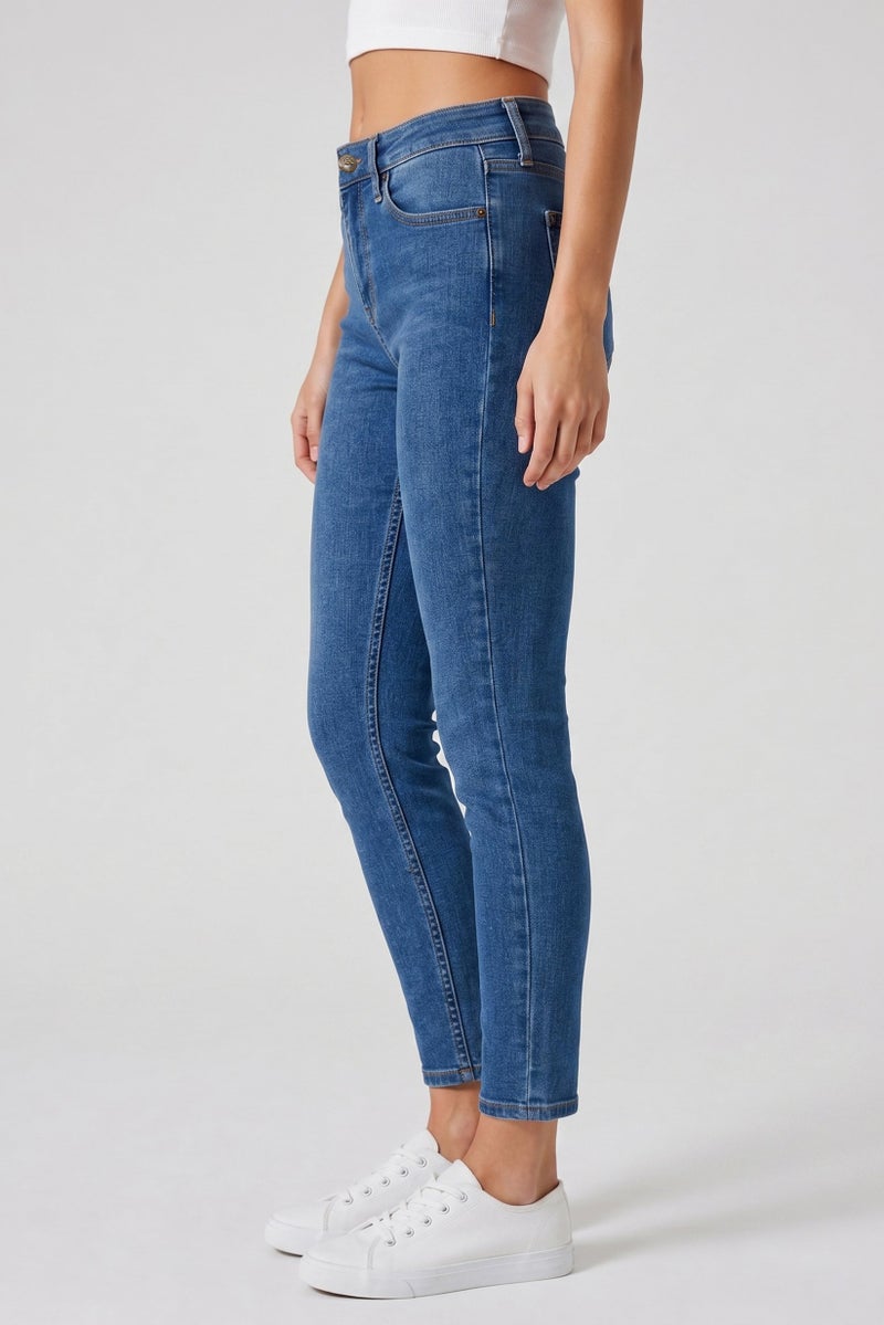 LEE Women Skinny Fit Washed Stretchable Denim Jeans, Blue - Image 2
