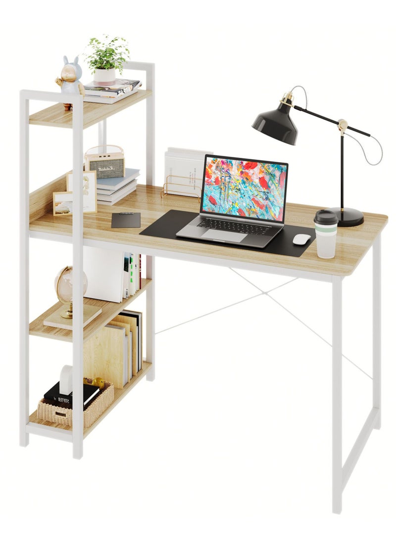 Computer Desk with 4 Tiers Shelves, Study Computer Table with Bookshelf for Home Office Workstation, Study Desk for Small Space, Industrial Modern Style(White) - pzsku/ZCE8E98A643AA9F5FCDACZ/45/_/1712562390/72287b83-355c-4a56-8b1c-7bc1d5bd6ac0