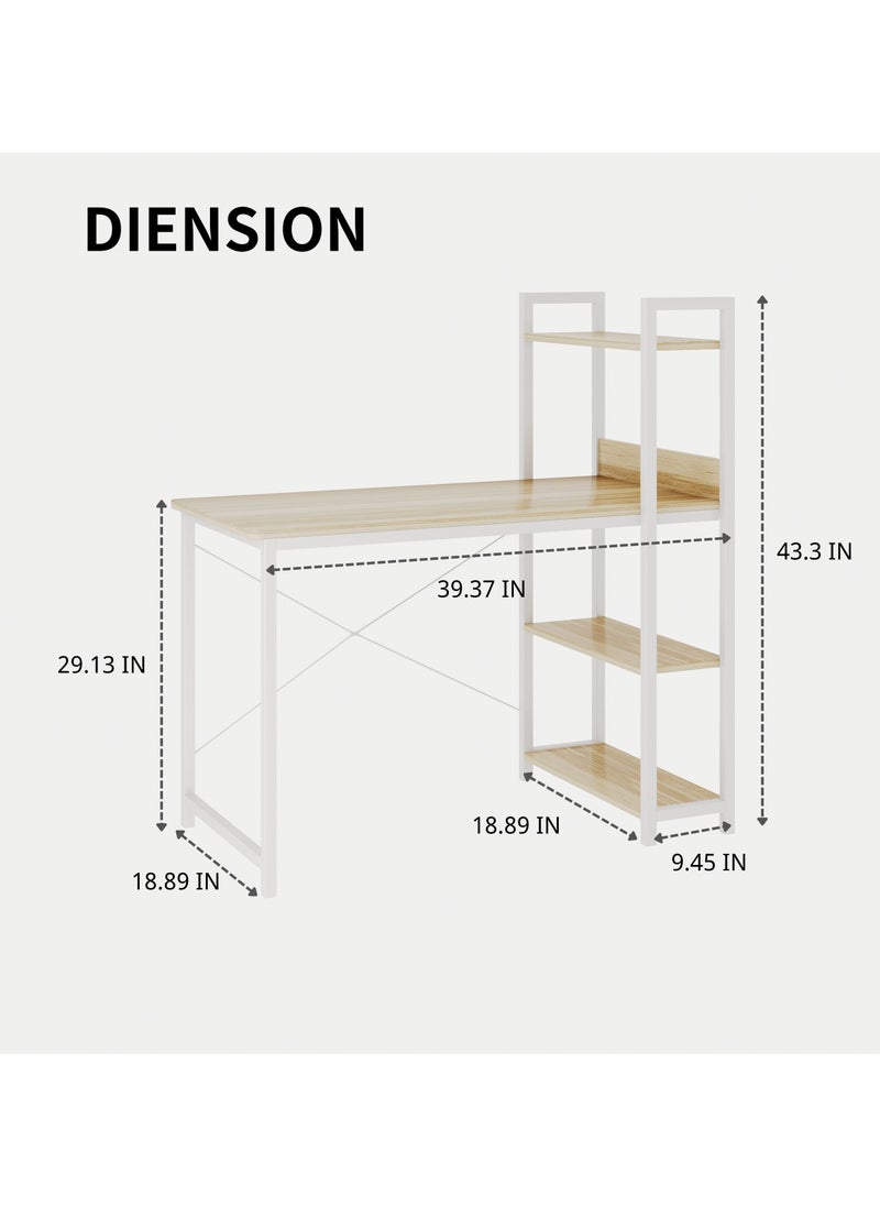 Computer Desk with 4 Tiers Shelves, Study Computer Table with Bookshelf for Home Office Workstation, Study Desk for Small Space, Industrial Modern Style(White) - pzsku/ZCE8E98A643AA9F5FCDACZ/45/_/1712562393/95c06be5-9649-40d9-99b0-04ce5921a39e