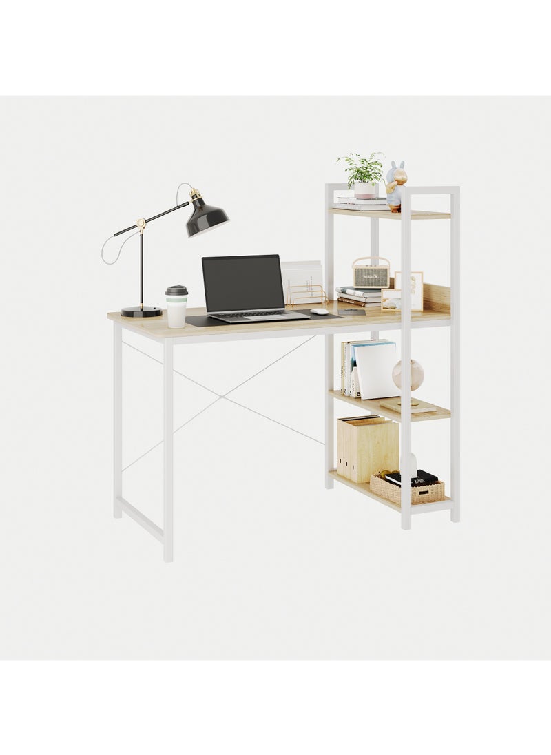 Computer Desk with 4 Tiers Shelves, Study Computer Table with Bookshelf for Home Office Workstation, Study Desk for Small Space, Industrial Modern Style(White) - pzsku/ZCE8E98A643AA9F5FCDACZ/45/_/1712562394/6a3ea6bc-ef19-4e68-82a5-af270d0d57c2