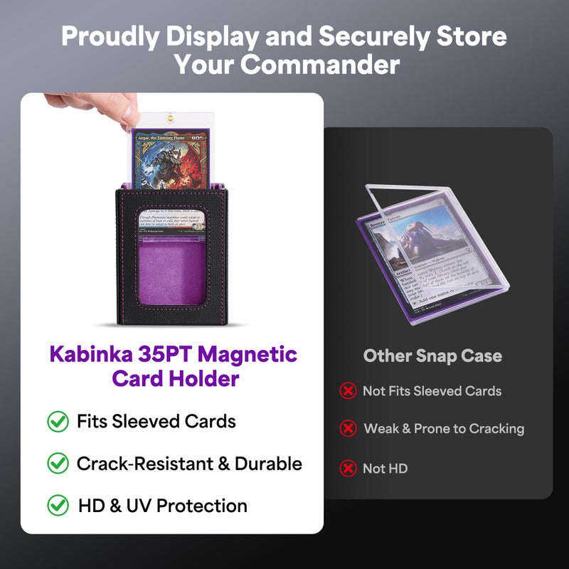 Kabinka Commander Deck Box for MTG with Handle, Multi Deck Case with Large Dice Tray Fits 400+ Double-Sleeved Cards, 5 IN 1 TCG Card Storage Box with Commander Display, 35PT Card Holder (Black Purple) - Image 5