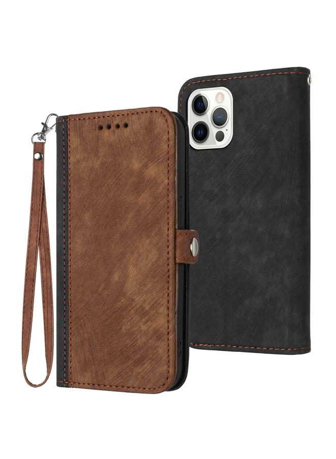 Zaboon Case For iPhone 12 Pro Max Side Buckle Double Fold Hand Strap Leather Phone Case - Image 1