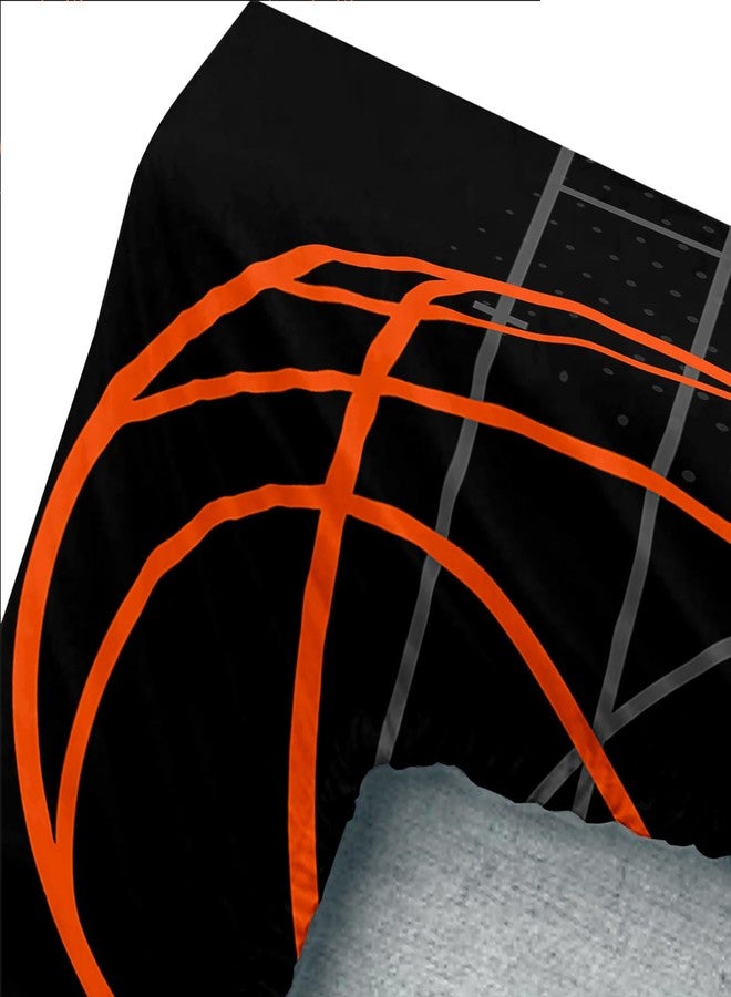 UEVBF Basketball Court Print Twin Fitted Sheets Set for Boys,Ball Sports Games Bedding Set for Teens Kids Bedroom Decor,Orange Basketball Fitted Sheets Twin Size,1 Fitted Sheet+2 Pillowcases. - Image 4