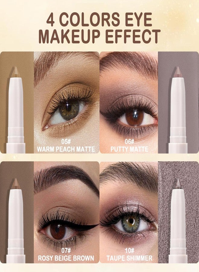Euphily 3 in1 Mauve Plum Brown Pearl Shimmer Eyeshadow Stick, Waterproof Cream Eye Shadow Eyeliner Pencil, Long-lasting Glitter Crayon with Blending Brush & Built-in Sharpener Eye Makeup Pen #10 - Image 4