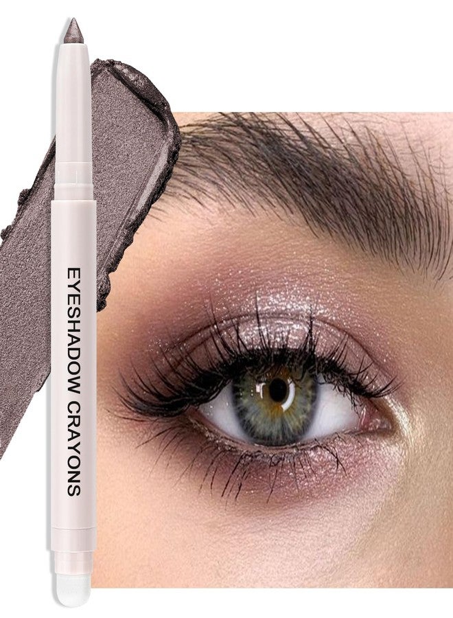 Euphily 3 in1 Mauve Plum Brown Pearl Shimmer Eyeshadow Stick, Waterproof Cream Eye Shadow Eyeliner Pencil, Long-lasting Glitter Crayon with Blending Brush & Built-in Sharpener Eye Makeup Pen #10 - Image 1