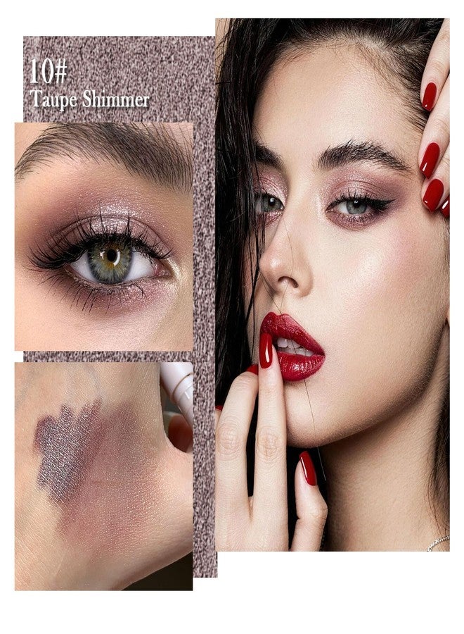 Euphily 3 in1 Mauve Plum Brown Pearl Shimmer Eyeshadow Stick, Waterproof Cream Eye Shadow Eyeliner Pencil, Long-lasting Glitter Crayon with Blending Brush & Built-in Sharpener Eye Makeup Pen #10 - Image 2