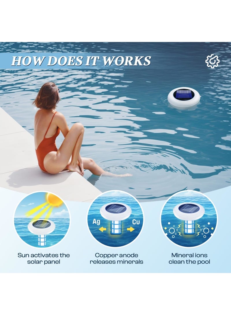 SYOSI Solar Pool Cleaner with Floating Water Purifier, Solar Powered Cleaner for Fresh and Salt Water Pools & Spas, Includes 1 Copper Replacement Rods, Efficiently Cleans Up to 35,000 Gallons - Image 3