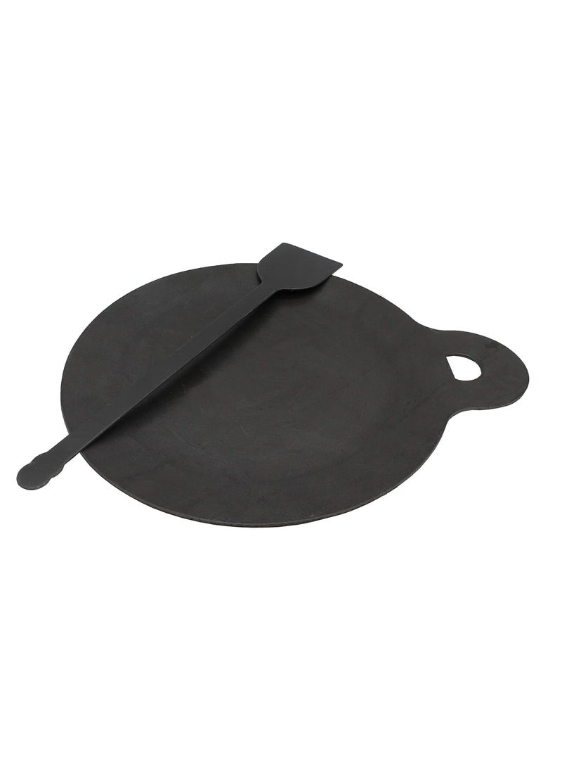 TRILONIUM - Trilonium Ecofe Iron Induction Compatible Dosa Pizza Roti Tawa with Turner Ladle Black 28 cm - Image 1