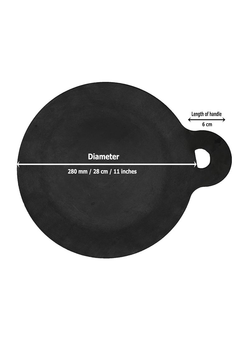 TRILONIUM - Trilonium Ecofe Iron Induction Compatible Dosa Pizza Roti Tawa with Turner Ladle Black 28 cm - Image 1
