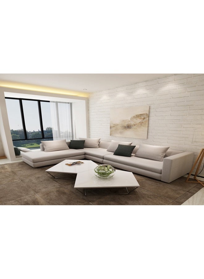 هومزمارت كنبة زاوية خشب سويدي وقماش كتان - بيج - Image 1