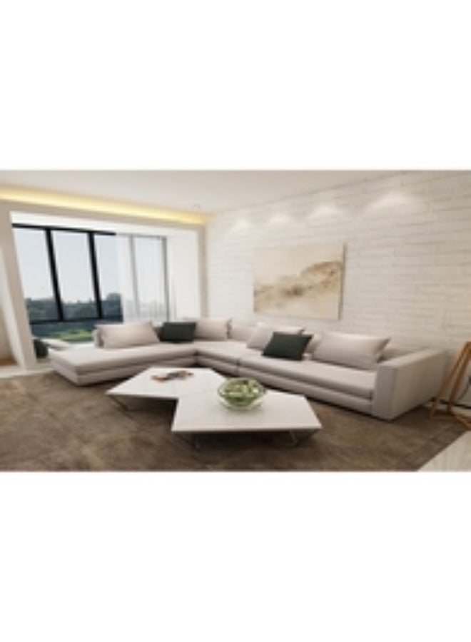 هومزمارت كنبة زاوية خشب سويدي وقماش كتان - بيج - Image 3