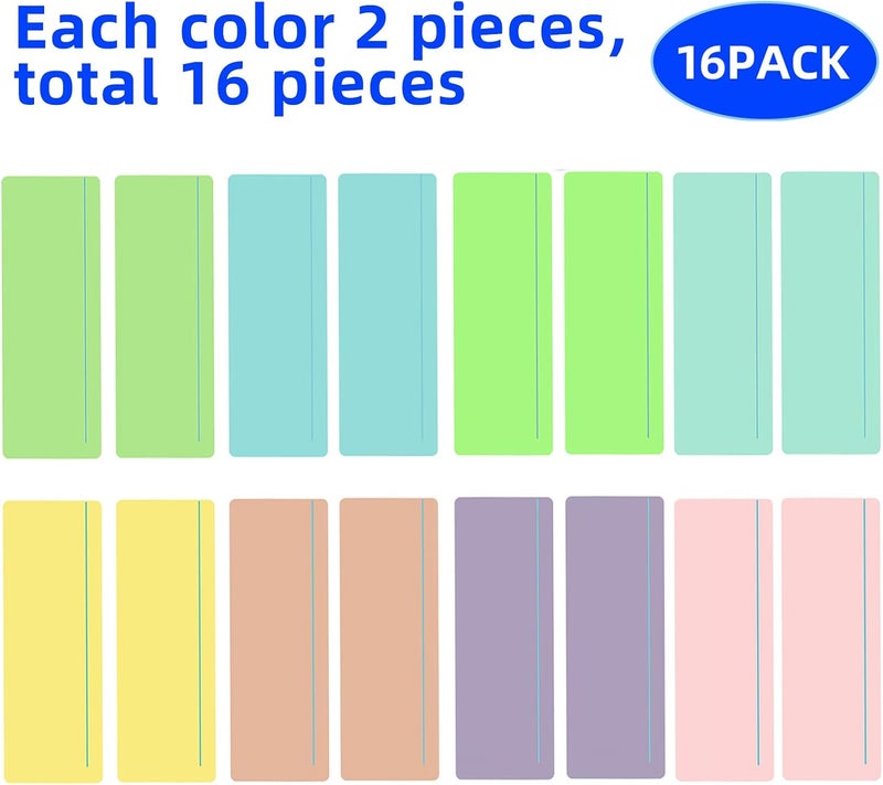 Heetobcos YKING 16 Pieces Guided Reading Highlight Strips Colored Overlays Bookmark Reading Tracking Rulers with Line for Dyslexia, ADHD and to Reduce Visual Stress - Image 1