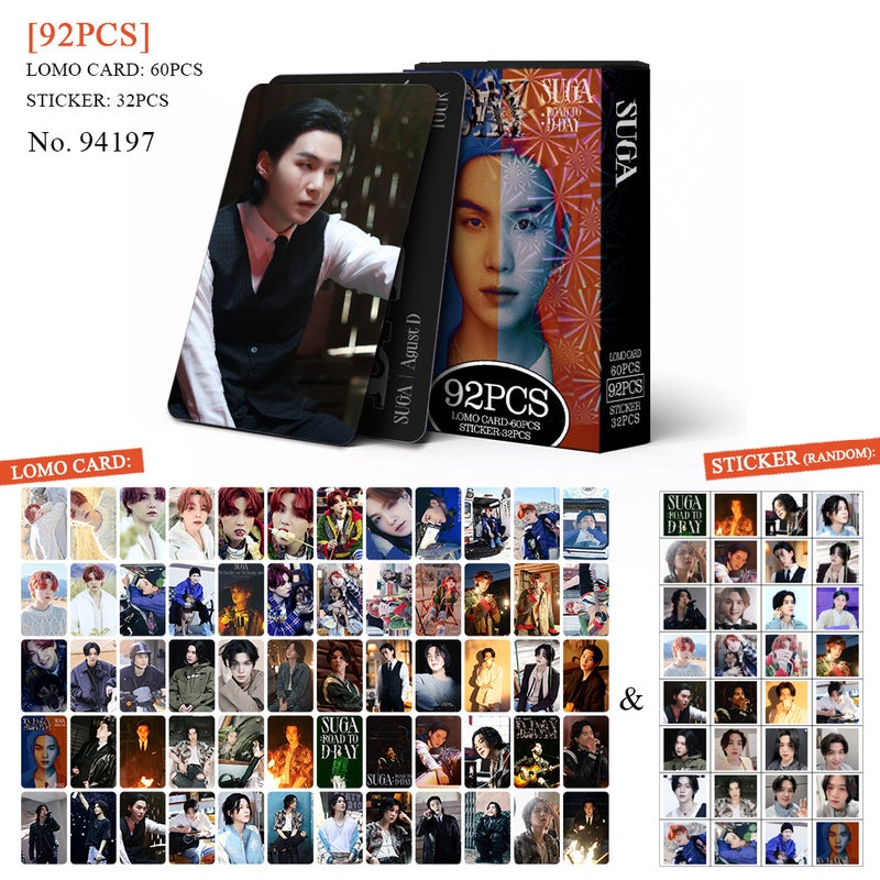 BTS Lomocard & Sticker Set – 92PCS (60 Lomocards + 32 Random Stickers) | Aesthetic Photo Card Collection for Fans