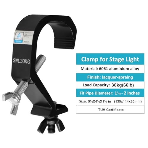 heneng 5 Pcs Truss C Clamp, Fits OD 1.18"-2" Truss, Aluminum Alloy Stage Lights Hook, Max Load 66 lb, TUV certified - Image 3