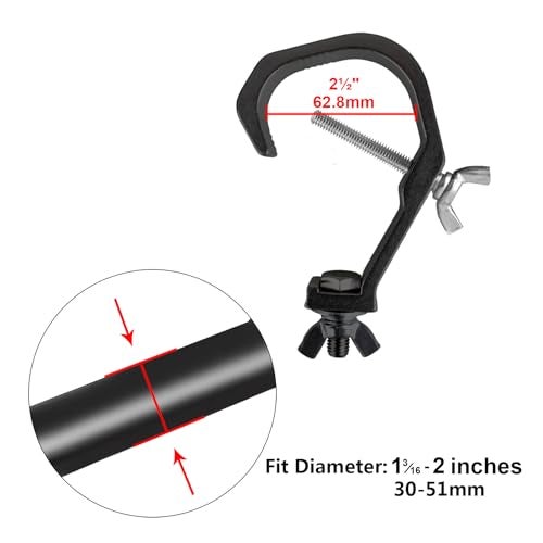 heneng 5 Pcs Truss C Clamp, Fits OD 1.18"-2" Truss, Aluminum Alloy Stage Lights Hook, Max Load 66 lb, TUV certified - Image 2