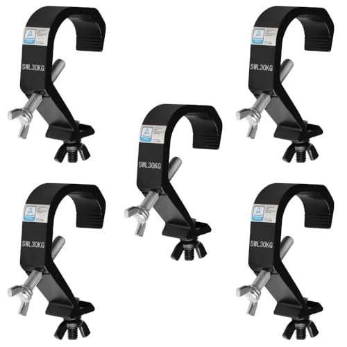 heneng 5 Pcs Truss C Clamp, Fits OD 1.18"-2" Truss, Aluminum Alloy Stage Lights Hook, Max Load 66 lb, TUV certified - Image 1
