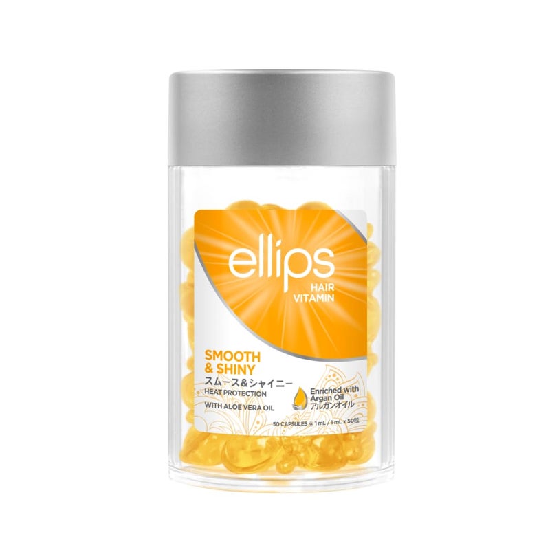 Ellips Hair Oil Smooth & Shiny, 50 Capsules - Hair Heat Protectant Oil for Frizzy Hair - With Vitamin B5 - Image 1