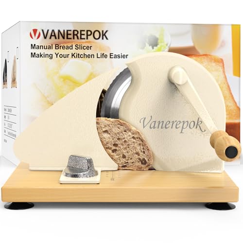 vanerepok Manual Bread Slicer for Homemade Sourdough Bread Versatile Hand Crank Bread Slicer for Sourdough Crusty Bread Etc Stainless Steel Slicers Adjustable Width for Homemade & Commercial Use - Image 1