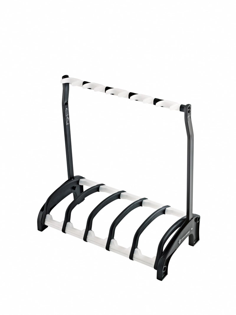 KM Konig Meyer 1752501600 Guardian 5 Guitar Stand Sturdy Holds Five ElectricBass Guitars RackStyle Protective Supports Space Saver For AdultYouth Musicians Black Translucent