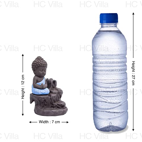 HC VILLA Ceramic Monk Buddha Smoke Backflow Cone Holder with 10 Free Cone Incense for Meditation Yoga Gift Showpice Figurine Garden Decoration for Temple Office Desk | Living Room, Home Dcor - Image 3