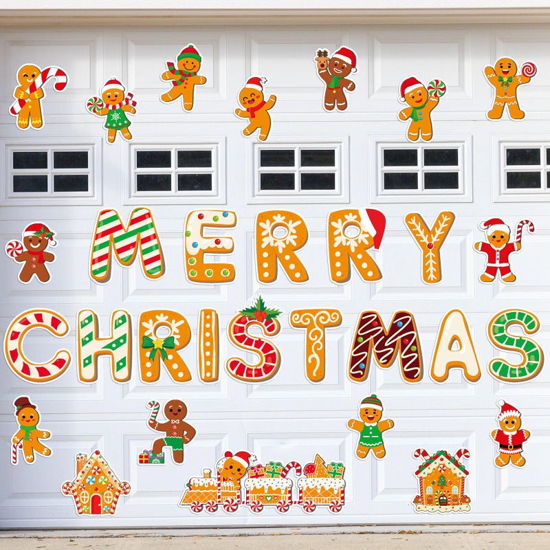 Harloon 30 Pcs Christmas Garage Door Decorations Magnets Colorful Stickers Fridge Refrigerator Magnetic Stickers for Xmas Holiday Car Magnets Metal DoorGingerbread Man - Image 2