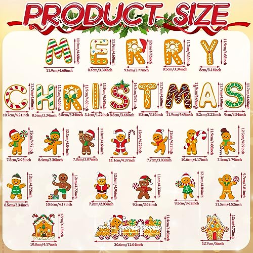 Harloon 30 Pcs Christmas Garage Door Decorations Magnets Colorful Stickers Fridge Refrigerator Magnetic Stickers for Xmas Holiday Car Magnets Metal DoorGingerbread Man - Image 3
