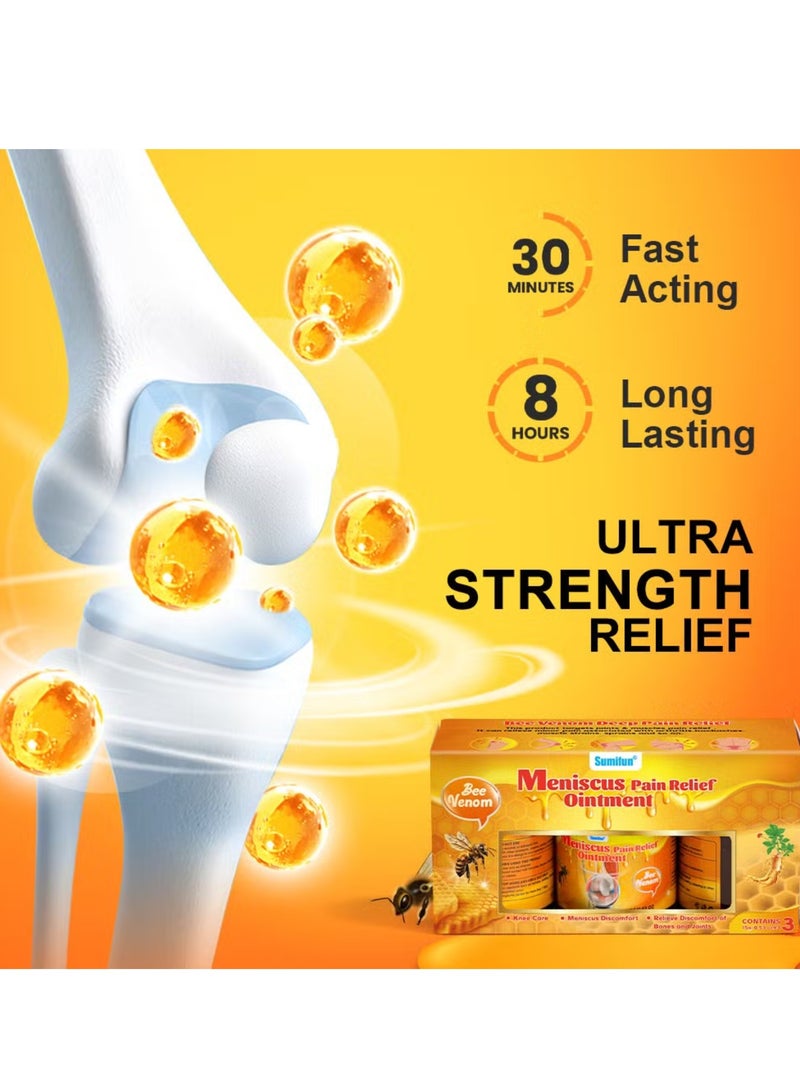 Sumifun 3Pcs Meniscus Pain Relief Ointment Joint Pain Relief Cream Knee Care Bee venom Balm for Joint Care Treatment Gel Cream Bee Venom Pain Relief Cream 3x15g - Image 5