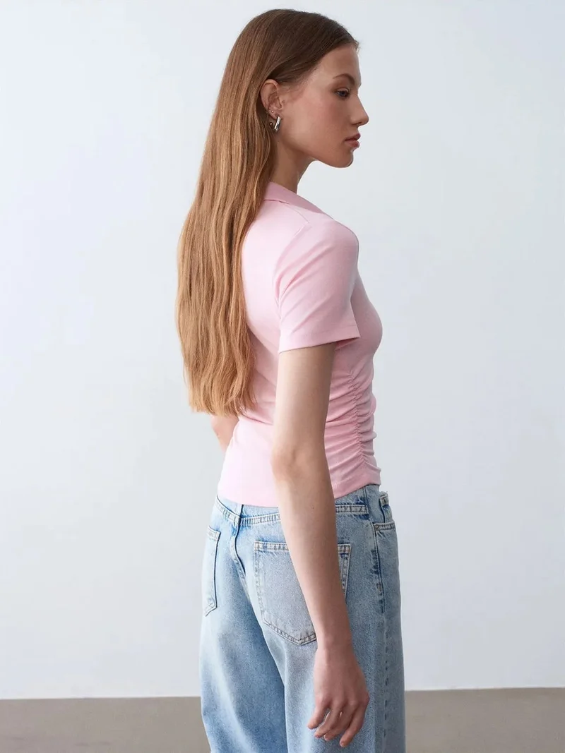Dilvin Dilvin Women’s Crop Slim Fit Polo T-Shirt