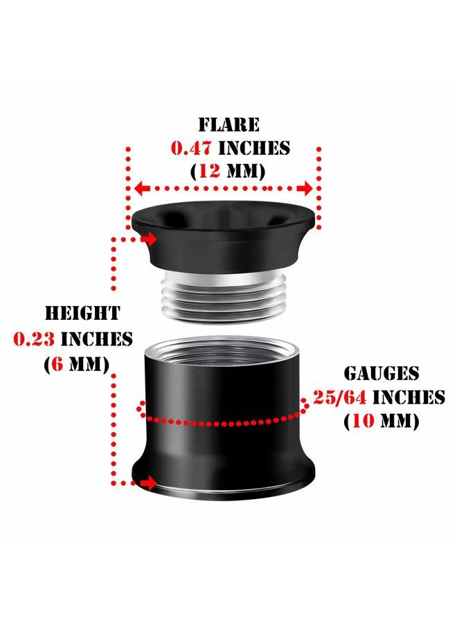 BIG GAUGES Pair Of Internally Threaded Surgical Steel Black Double Flared Piercing Jewelry Stretcher Ear Plug Earring Lobe Tunnel, Stainless Steel,Steel, - Image 3