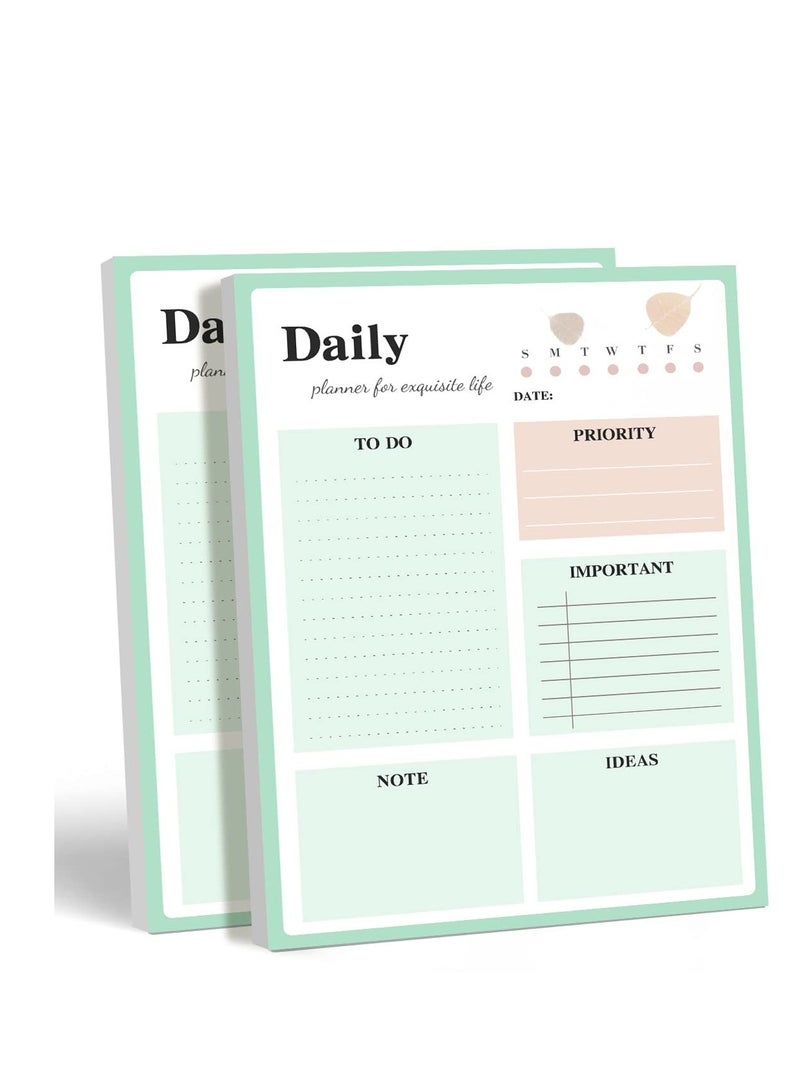 2-Pack Undated Daily Planner Notepad - 52 Sheets To Do List  Checklist Notepad for Work, School  Academic Use - 8.4 x 6.1 Inch Tear-Off Sheets - Image 1