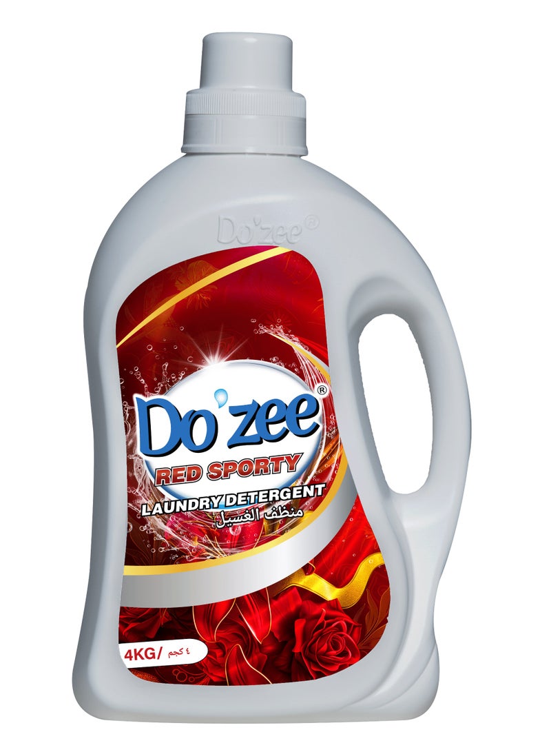 Do'zee Red Sporty Liquid Laundry Detergent, Signature Fragrance, 4L - Image 1